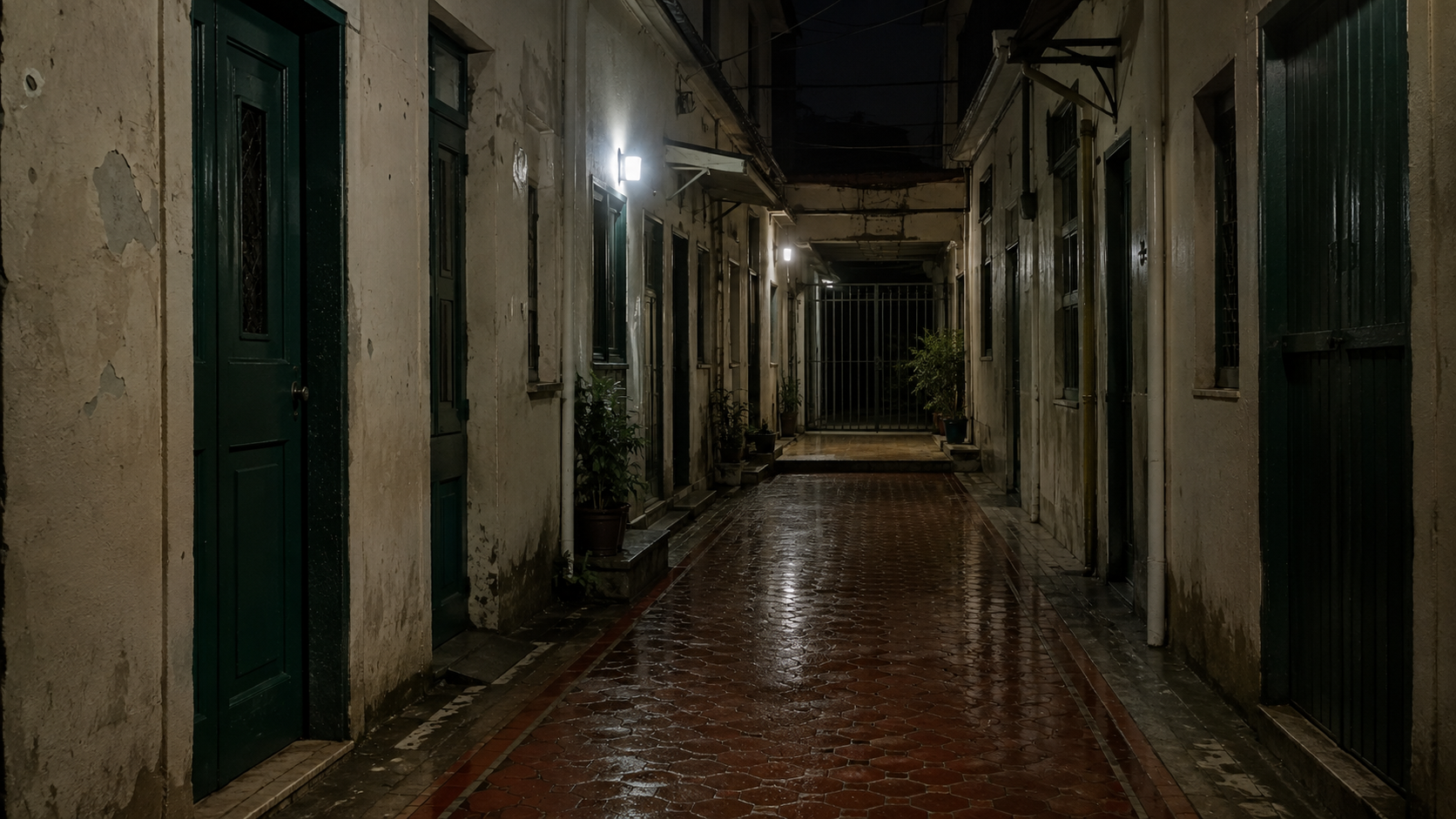 Corredor vazio de uma vila antiga
